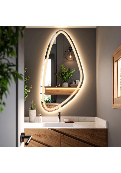 Sinela Günışığı Lazer Kumlamalı Lavabo & Banyo Aynası Dokunmatik Sensörlü 45 X 90 Cm