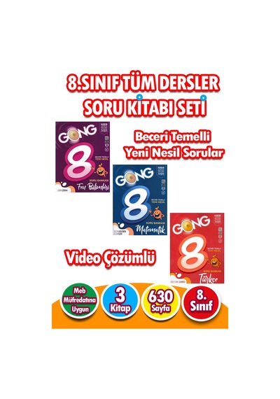 Lgs Hazırlık 8.sınıf Matematik - Türkçe - Fen Bilgisi Soru Bankası Seti - 3 Kitap - 630 Sayfa