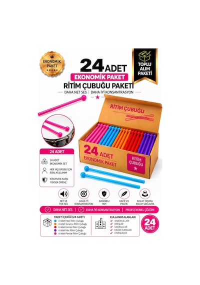 Midex Tfk-23-12x Örf Aletleri Seti Davul Tokmağı Ritim Çubuğu Paketi Karbon Fiber Toptan Paket-1 12 Çift