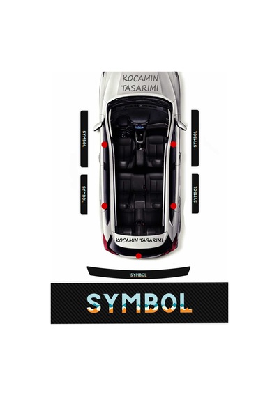 Renault Symbol Karbon Kapı Eşiği Koruma Seti Symbol Serisi İçin 5 Parça Renkli Baskı
