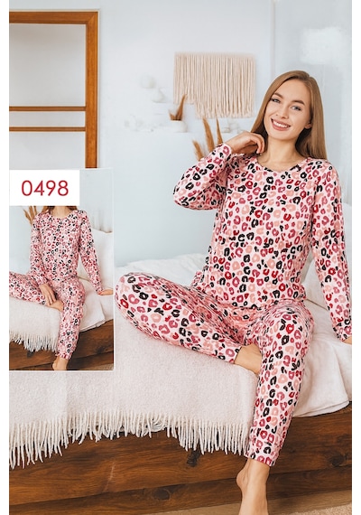Remsa Kadın Desenli Comfort Pijama Takımı 0498 Nar Çiçeği Narçiçeği