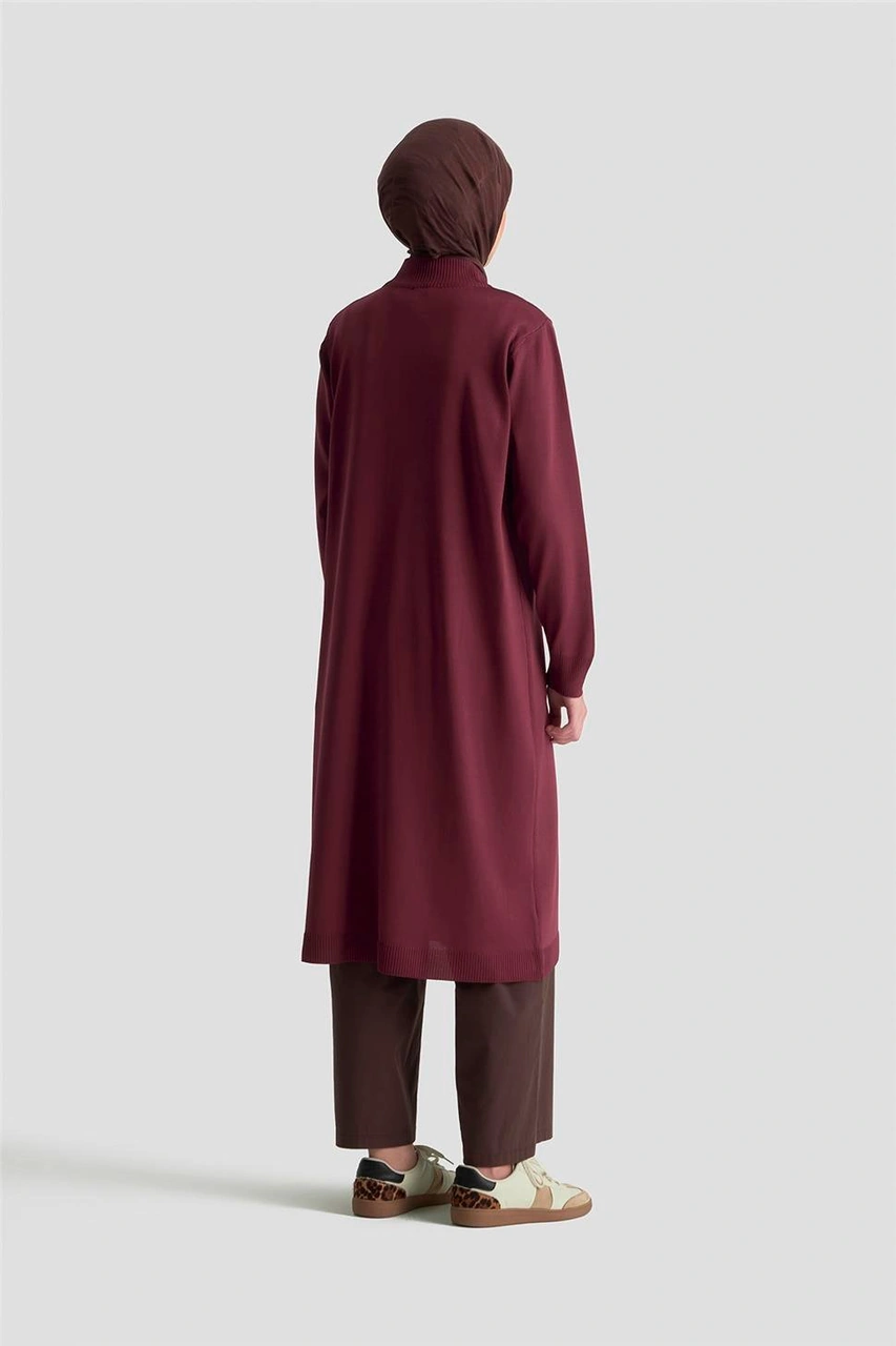 Armine Fermuar Detaylı Triko Tunik 25ktd4113 Bordo Bordo