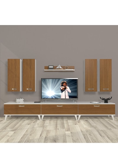 Decoraktiv Eko 8d Slm Retro Tv Ünitesi Tv Sehpası Beyaz - Ceviz