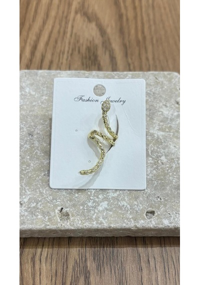 Yılanlı Gold Kıkırdak Küpe Çok Renkli