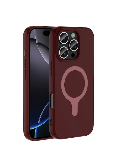 Maks Technology iPhone Uyumlu 16 Pro Max Kılıf M-safe Şarj Özellikli Mkst Aris Silikon Kapak - Mürdüm
