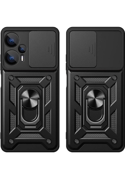 Xiaomi Poco F5 İle Uyumlu Kılıf Magnetik Standlı Kamera Korumalı Sürgülü Kapak