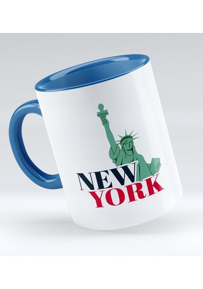 Bk Gift New York Tasarımlı Mavi Kupa Bardak - Model 1