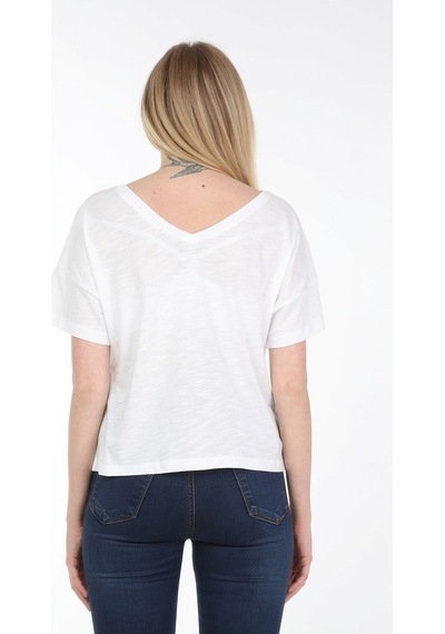 Neslice Kadın Oversize Çift Taraf V Yaka T-Shirt