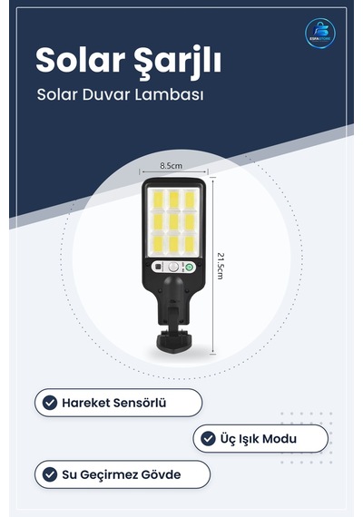 Güneş Enerjisi İle Şarj Olan Kumandalı Solar Duvar Led Aydınlatma