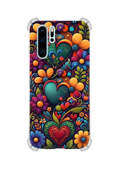 Printify Huawei P30 Pro İle Uyumlu Düşlerin Dansı Serisi Çiçeklerin Dansı Tasarımlı Uv Baskılı Köşe Korumalı Antişok Kılıf Şeffaf