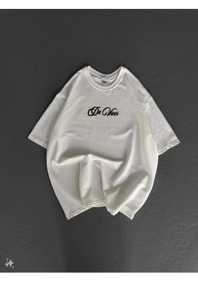 Modi Unisex Baskılı Oversize T-shirt - Beyaz - Mymg98309