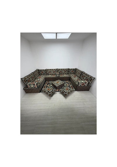 30 Cm Yüksek Minderli Otantik Şark Köşesi Takımı Gri Anadolu Modeli 18 Parça