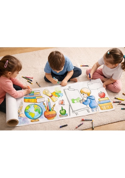 Kültür Ve Sanat Temalı Boyama Rulosu 30 Cm X 500 Cm Çocuklar Için Sanat Etkinliği