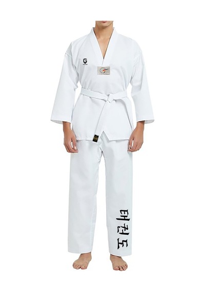 Dizispor Top Glory Fitilli Beyaz Yaka Baskılı A20 Taekwondo Elbisesi Dobok Beyaz