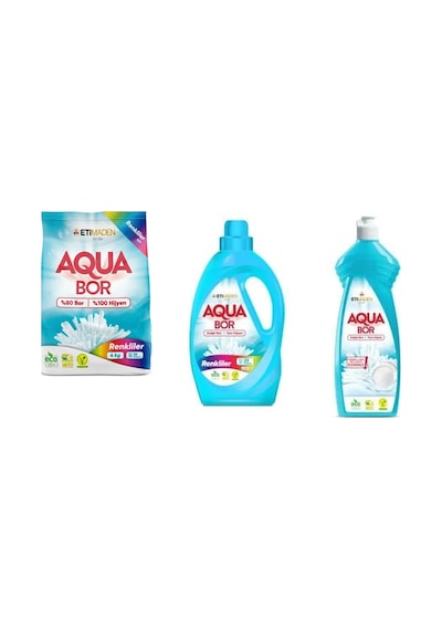 Aquabor Doğal Mineralli 4 Kg Renkliler + Sıvı Renkliler + Elde Bulaşık 3 Lü Set