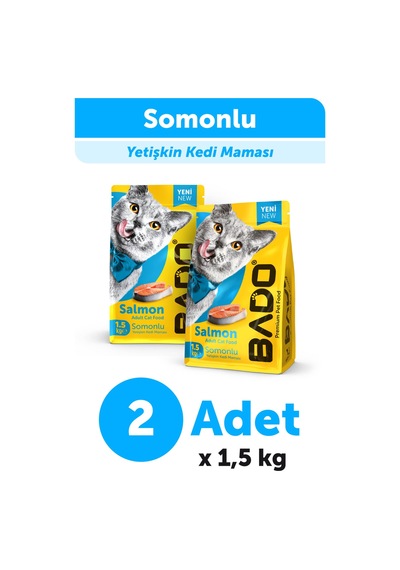Bado Yetişkin Kedi Maması Somonlu 1,5 Kg 2'li