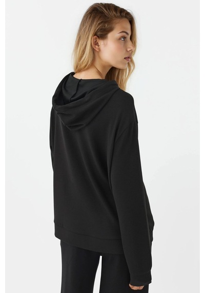 Hiccup Modal Touch Fermuarlı Kapşonlu Sweatshirt Siyah
