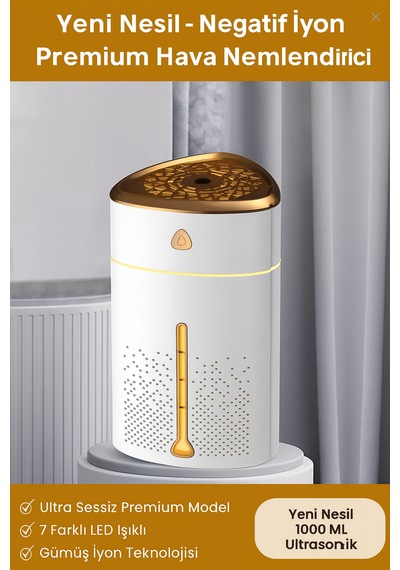 1000 Ml Ultrasonik Hava Nemlendirici Işıklı Buhar Makinesi