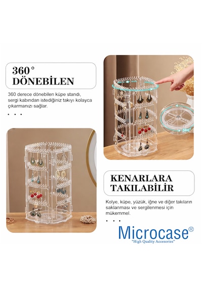 Microcase 360 Derece Döner Başlıklı Takı Aksesuar Organizer Standı Al5459 Siyah