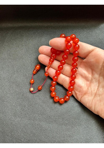 Yemen Zar Benzetme Tesbih Usta İmzalı Küre Kesim Erkek Sertifikalı Kişiye Özel İsimli Turuncu Ks1796