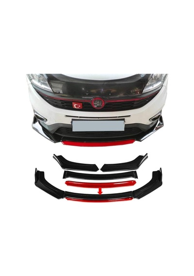 Fiat İle Uyumlu Doblo Ön Lip Kırmızı Renkli 4 Parça - A+