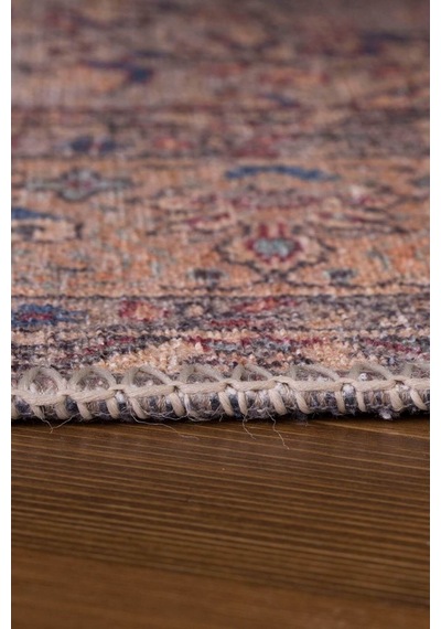 Blues Vintage Desenli Dokuma Taban Dekoratif Kahve Halı (Al 25)