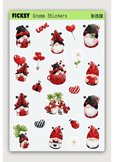 Sevimli Uğur Böceği Cücesi Sticker Seti - 21 Adet Etiket Çıkartma Diğer