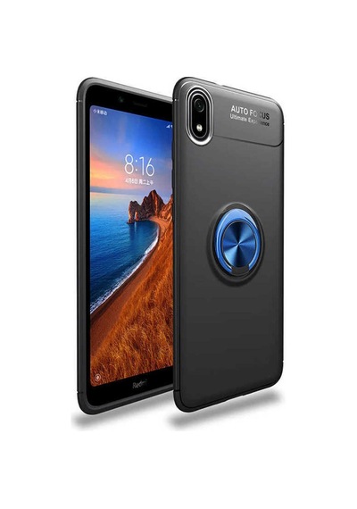 Xiaomi Redmi 7a Kılıf Zore Ravel Silikon Kapak Siyah-Mavi