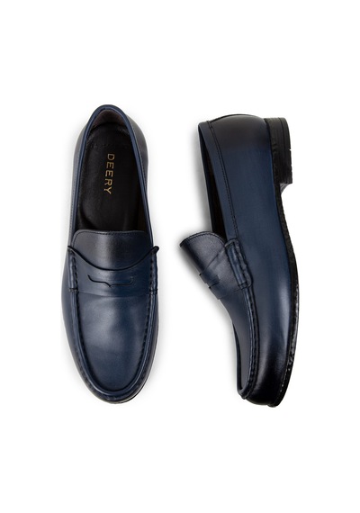 Deery Hakiki Deri Lacivert Erkek Loafer Ayakkabı - 01510mlcvc04 Lacivert