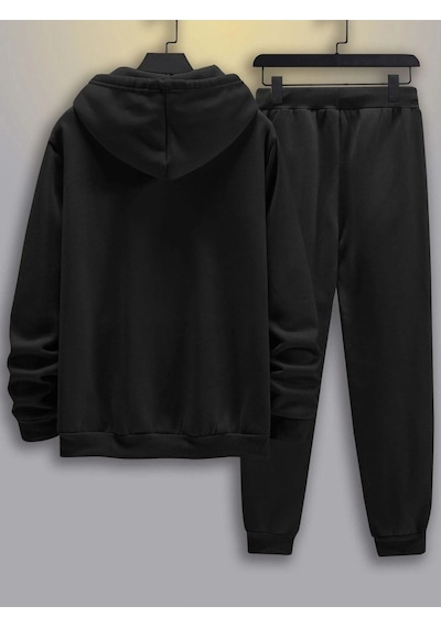 Paris Çizgili Eşofman Takımı Sweatshirt Jogger - Siyah Baskılı Oversize Şardonlu Kapüşonlu Siyah Paris Çizgili Eşofman Takımı Sweatshirt Jogger - Siyah Baskılı Oversize Şardonlu Kapüşonlu Siyah