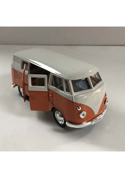 Metal Model Çek Bırak Oyuncak Araba 1963 Volkswagen T1 Bus Biblo turuncu