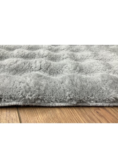 Saraz Halı Puffy Bubble Tavşan Tüyü Kaymaz Makinede Yıkanabilir Salon Koridor Mutfak Halı Gri