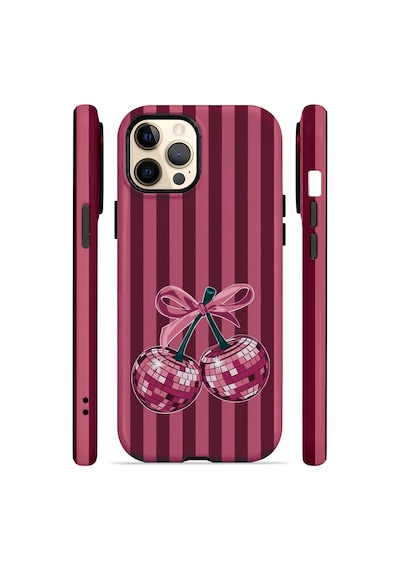 Velvoria Valestra Disco Cherry Stripe Apple iPhone Uyumlu 12 Pro Max Magsafe Koruma Kılıfı Valestra Magline - Disco Cherry Stripe