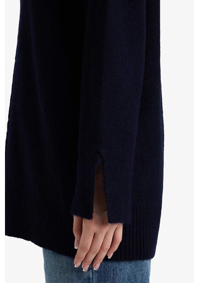 Defacto Loose Fit Bisiklet Yaka Triko Kazak Tunik F4547ax25wnnv105 Lacivert-nv105
