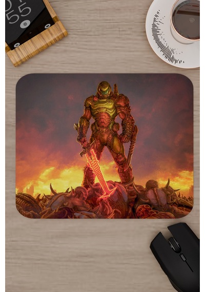 Doom Kaymaz Dikişli Kauçuk Oyuncu Mousepad V4 - 22x18 Gaming Mouse Pad Fare Altlığı
