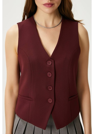 Ritnice Kadın Style Bordo Astarlı Dokuma Yelek Bordo