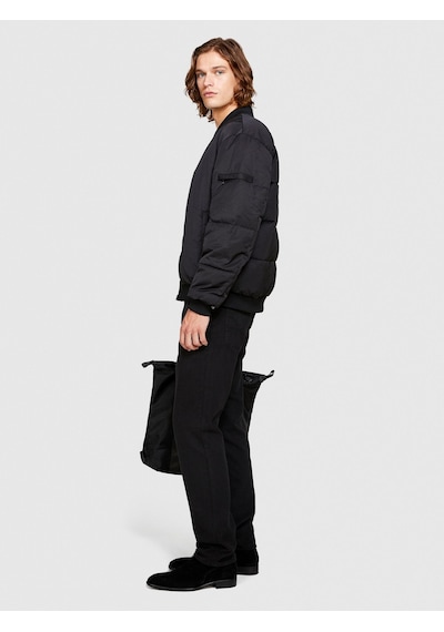 Sisley %100 Koton Slim Fit Desenli Kanvas Pantolon Erkek Siyah T-shirt - 323a4tfhse01t