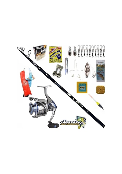 Okuma Safina Pro 8000 360cm 3,5lbs Car-x Profesyonel Sazan Kıyı Olta Takımı Seti