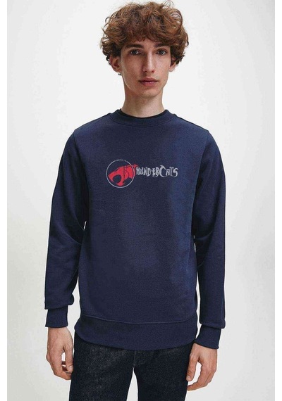 Thundercats Font Baskılı Indigo Mavi Lacivert Erkek Örme Sweat