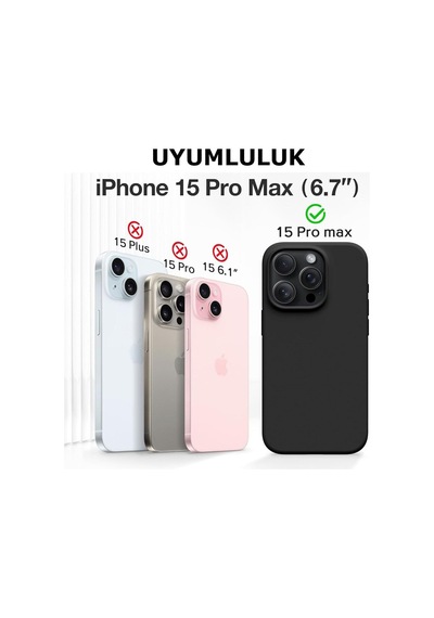 İphone 15 Pro Max Derin Mor Silikon Kılıf Leke Tutmaz İçi Süet Silinebilir Kamera Yükseltili Kapak