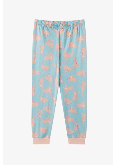 Penti Kız Çocuk Mint Bunny Ride Pamuklu Uzun Kollu 2li Pijama Takımı