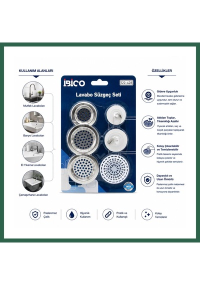 Bezos Lavabo Süzgeç Ve Tapa Seti Bzs01