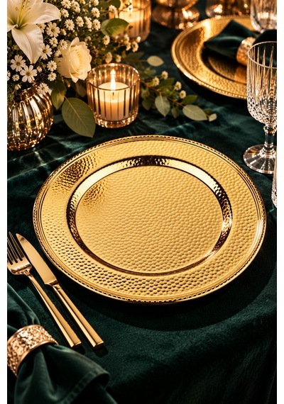 6'lı Gold Paslanmaz Çelik Supla Seti 33 Cm Amerikan Servis Ve Sunum Altlığı Altın - 941833453 Altın