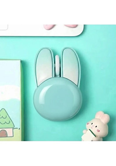 Tavşan Figürlü Kablosuz Mouse Pil Dahil Etiket Hediyeli Mavi