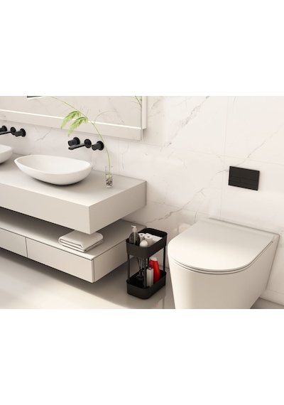 Lizbon Çok Amaçlı 2 Katlı Banyo Organizer Düzenleyici Dolap Içi Tezgah Altı Tekerleksiz Organizer Siyah