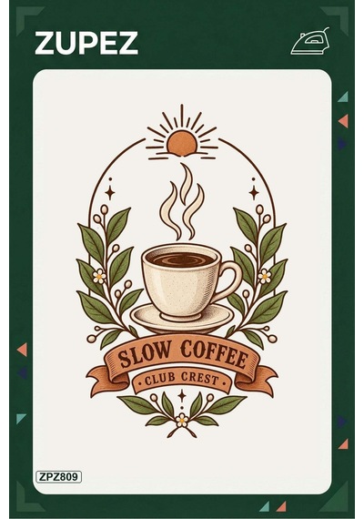 Zpz809 Slow Coffee Club Crest Ütüyle Uygulanabilir Transfer Baskı - 911529791