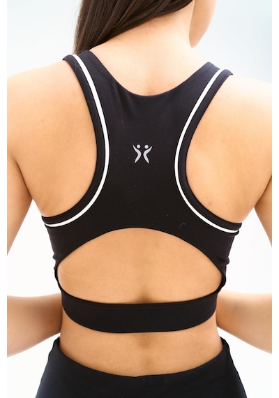 Normal People Zela - Spor Bra / Şeftali Dokulu Peach Skin Kumaş Siyah