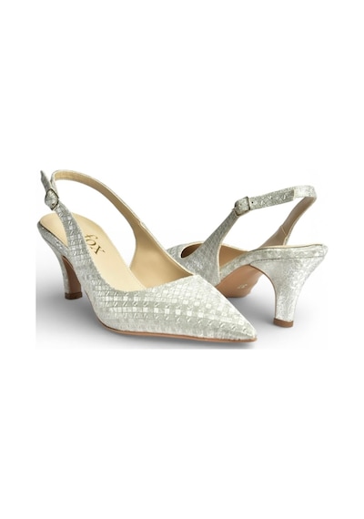 Fox Shoes Y572471514 Gümüş Sim Alçak Topuklu Kadın Abiye Ayakkabı Gümüş