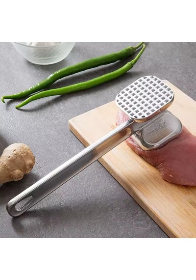Çift Taraflı Biftek Et Döveceği Tırtıklı Ve Düz Çekiç Tipi 24 Cm Alüminyum Metal
