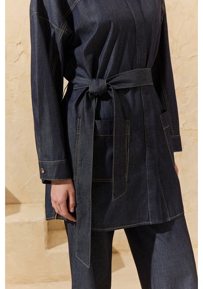 Aker Lacivert Yıkamalı Denim Tunik Lacivert Lacivert